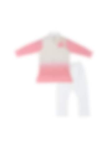 Baby Pink Shaded Nehru Jacket With Kurta Set For Boys by Little Stars at Pernia's Pop Up Shop
