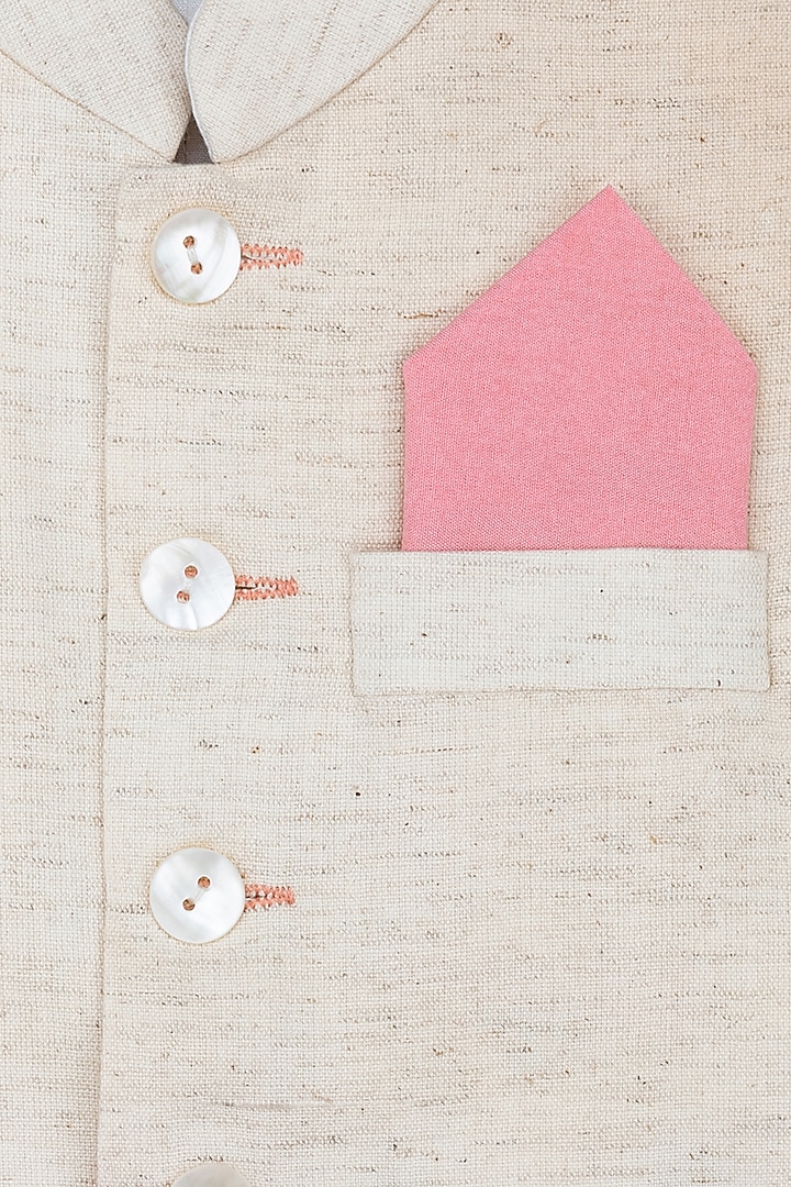 Baby Pink Shaded Nehru Jacket With Kurta Set For Boys by Little Stars at Pernia's Pop Up Shop