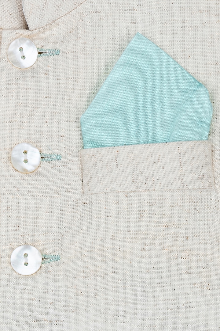 Mint Blue Shaded Nehru Jacket With Kurta Set For Boys by Little Stars at Pernia's Pop Up Shop