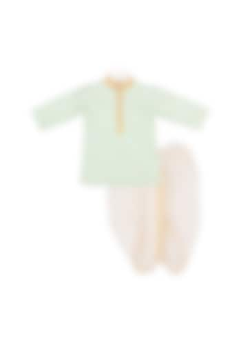 Mint Green Zari Embroidered Kurta Set For Boys by Little Stars at Pernia's Pop Up Shop