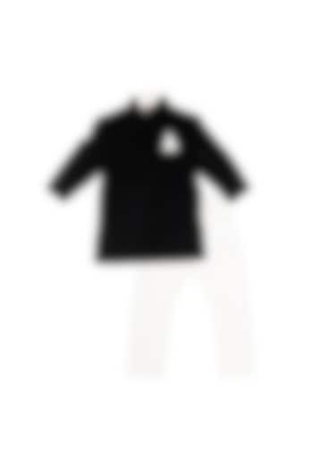 Black Velvet Sherwani Set For Boys by Little Stars at Pernia's Pop Up Shop
