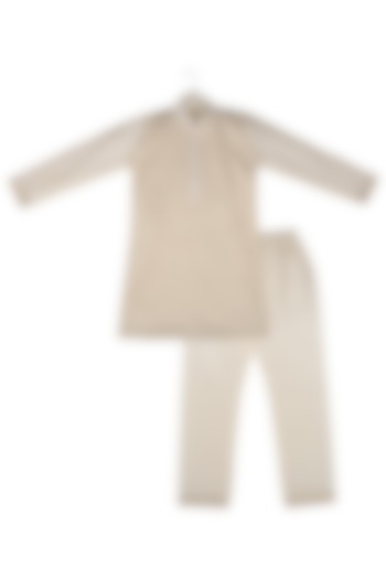 Cream Embroidered Kurta Set For Boys by Little Stars