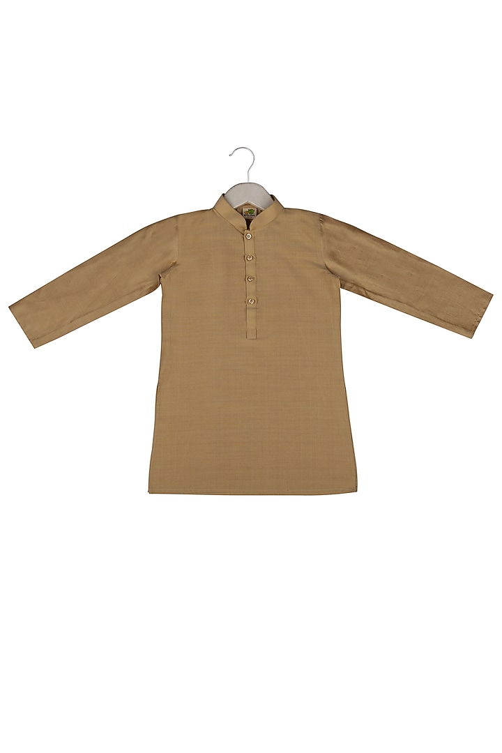 Cream Embroidered Nehru Jacket With Kurta Set For Boys by Little Stars at Pernia's Pop Up Shop