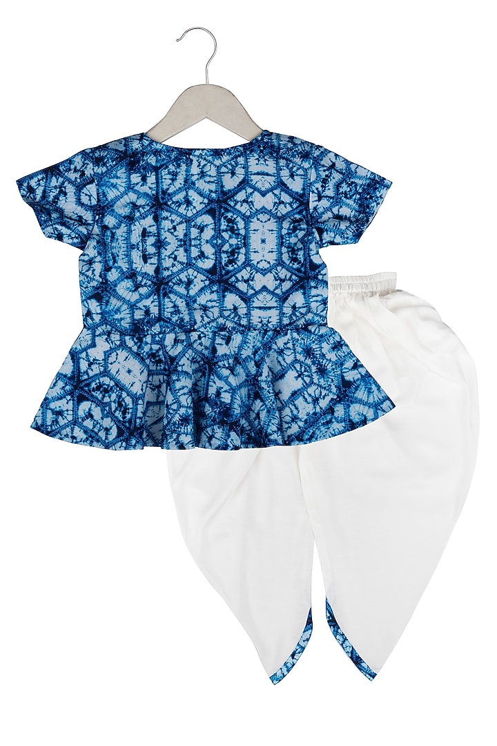 White Muslin Dhoti Pant Set For Girls by Little Stars at Pernia's Pop Up Shop