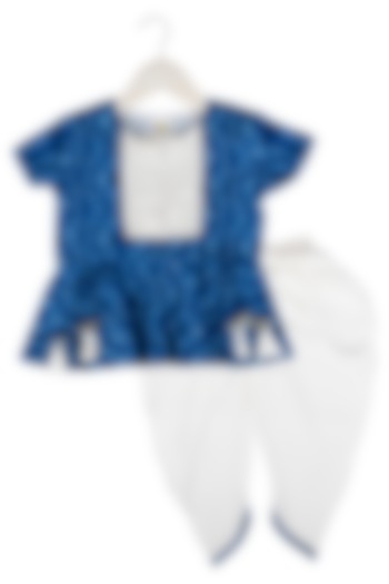 White Muslin Pant Set For Girls by Little Stars