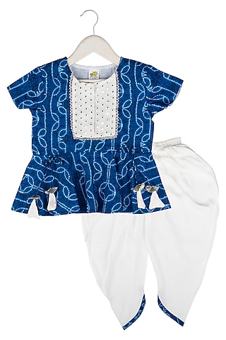 White Muslin Pant Set For Girls by Little Stars