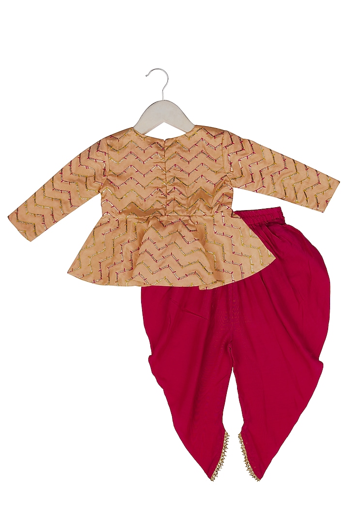 Pink Muslin Dhoti Pant Set For Girls by Little Stars at Pernia's Pop Up Shop