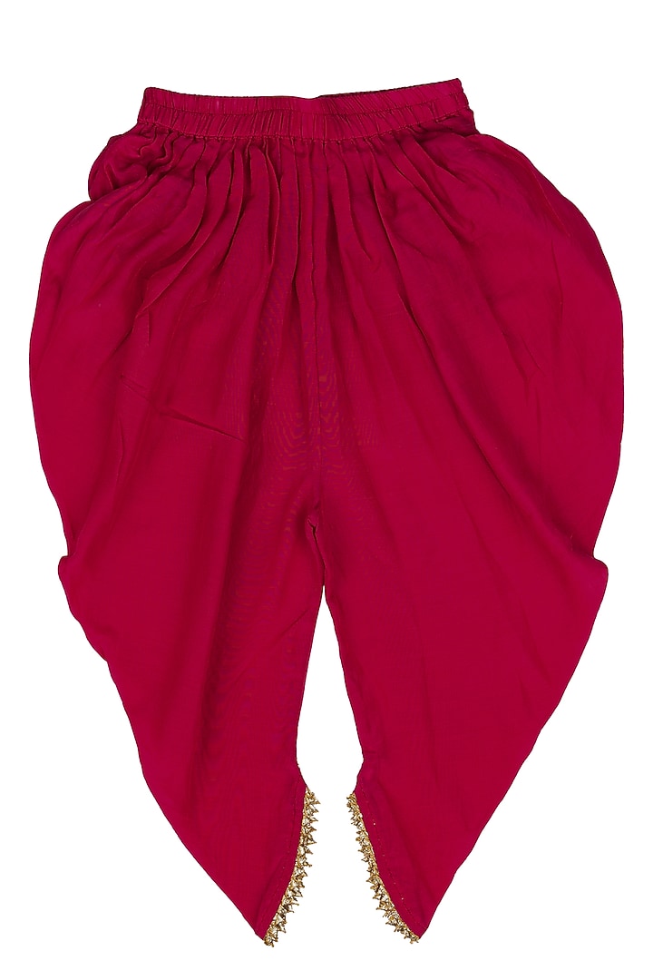 Pink Muslin Dhoti Pant Set For Girls by Little Stars at Pernia's Pop Up Shop