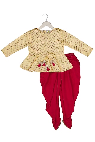 Pink Muslin Pant Set For Girls by Little Stars