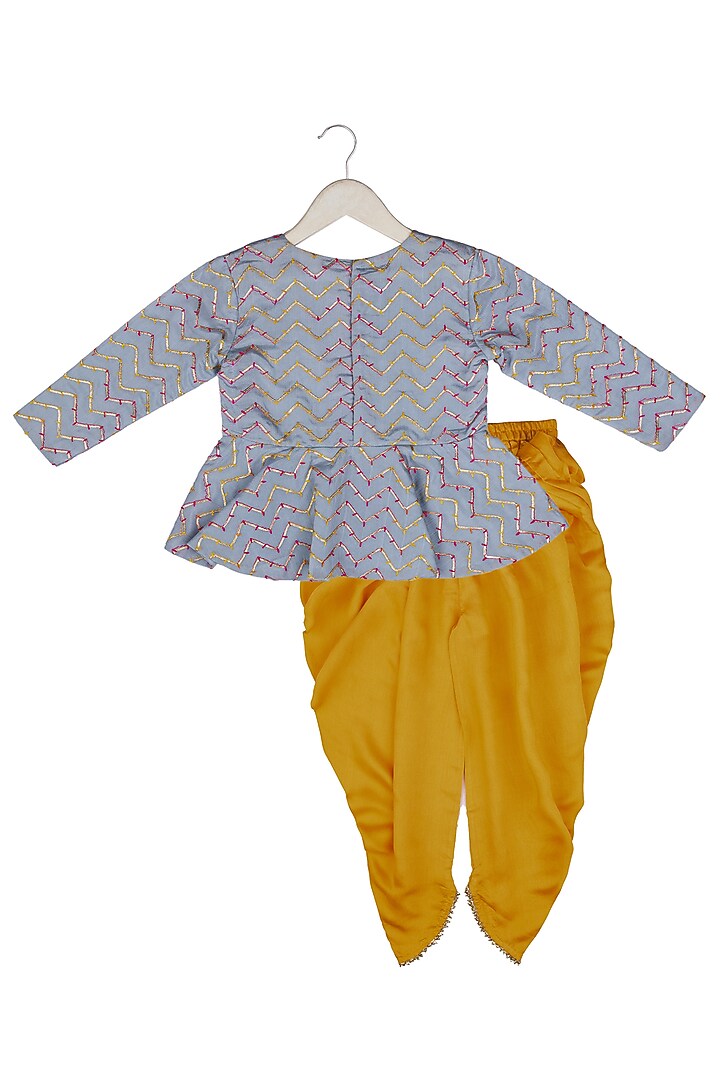 Mustard Muslin Dhoti Pant Set For Girls by Little Stars at Pernia's Pop Up Shop
