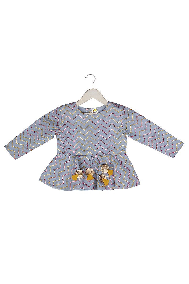 Mustard Muslin Dhoti Pant Set For Girls by Little Stars at Pernia's Pop Up Shop
