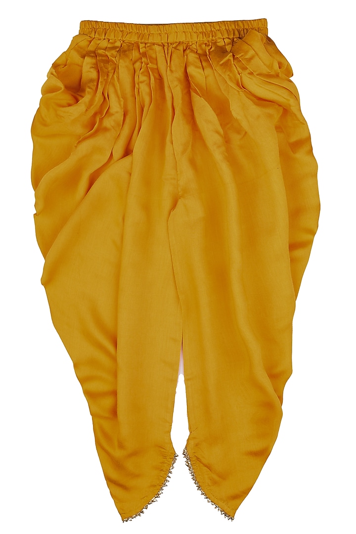Mustard Muslin Dhoti Pant Set For Girls by Little Stars at Pernia's Pop Up Shop