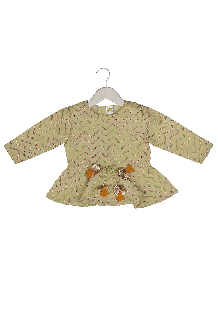 Orange Muslin Dhoti Pant Set For Girls by Little Stars at Pernia's Pop Up Shop