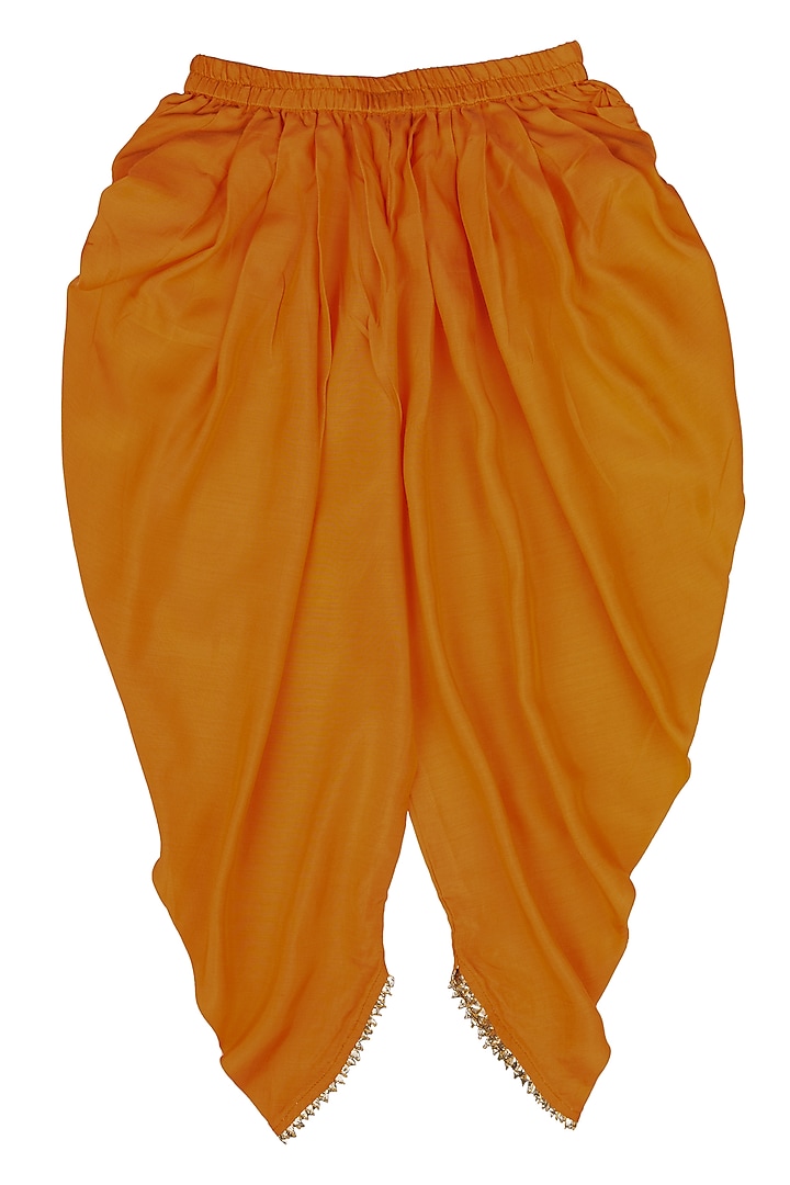 Orange Muslin Dhoti Pant Set For Girls by Little Stars at Pernia's Pop Up Shop