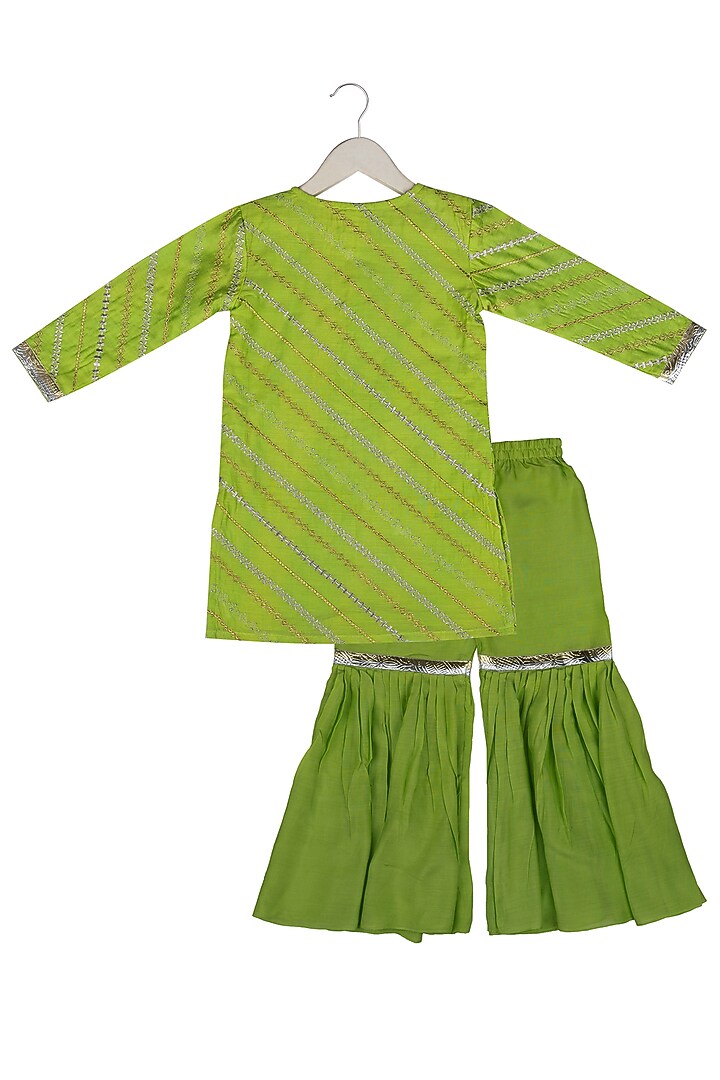 Lime Muslin Sharara Set For Girls by Little Stars at Pernia's Pop Up Shop