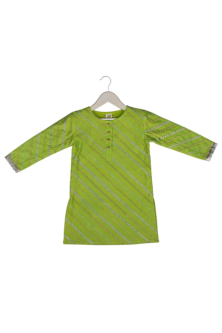 Lime Muslin Sharara Set For Girls by Little Stars at Pernia's Pop Up Shop