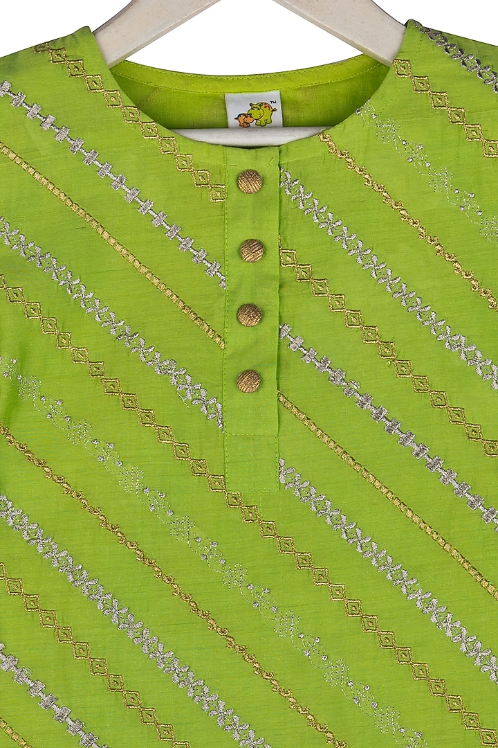 Lime Muslin Sharara Set For Girls by Little Stars at Pernia's Pop Up Shop