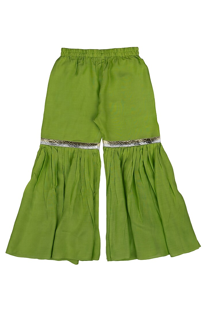 Lime Muslin Sharara Set For Girls by Little Stars at Pernia's Pop Up Shop