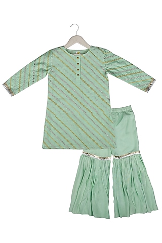 Mint Muslin Sharara Set For Girls by Little Stars