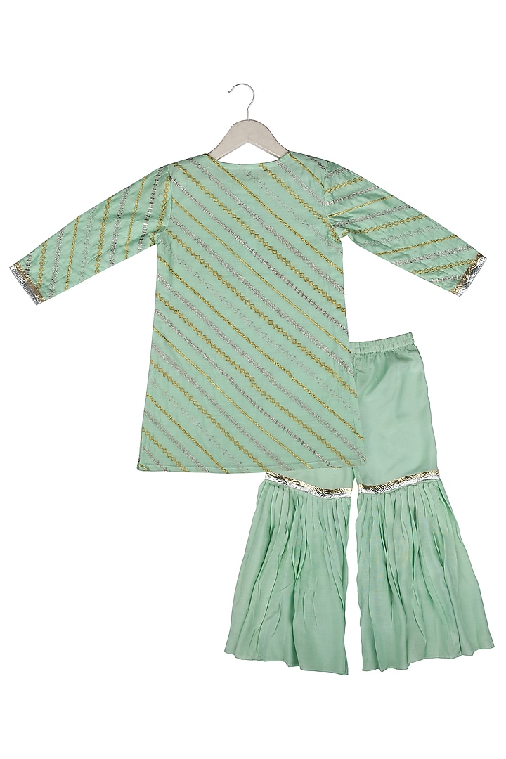 Mint Muslin Sharara Set For Girls by Little Stars at Pernia's Pop Up Shop