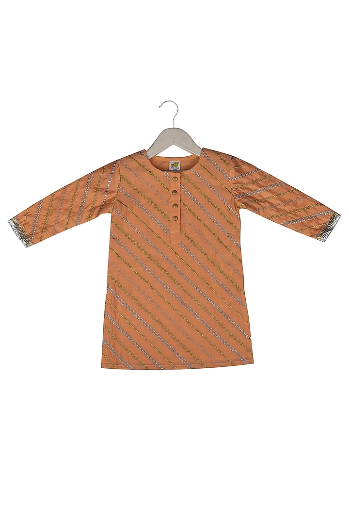 Peach Muslin Sharara Set For Girls by Little Stars at Pernia's Pop Up Shop