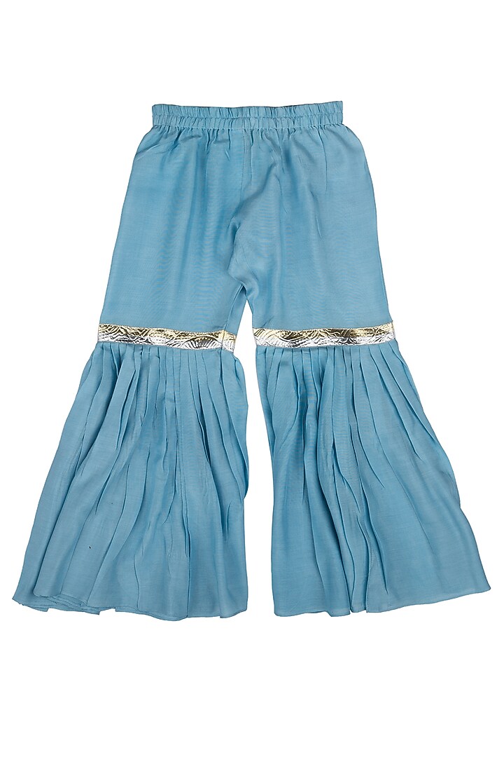 Blue Muslin Sharara Set For Girls by Little Stars at Pernia's Pop Up Shop