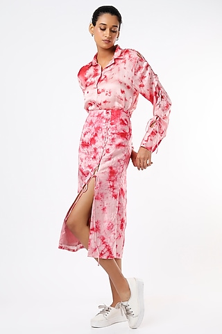 Pink & Red Hand Dye Skirt Set by LstSoles