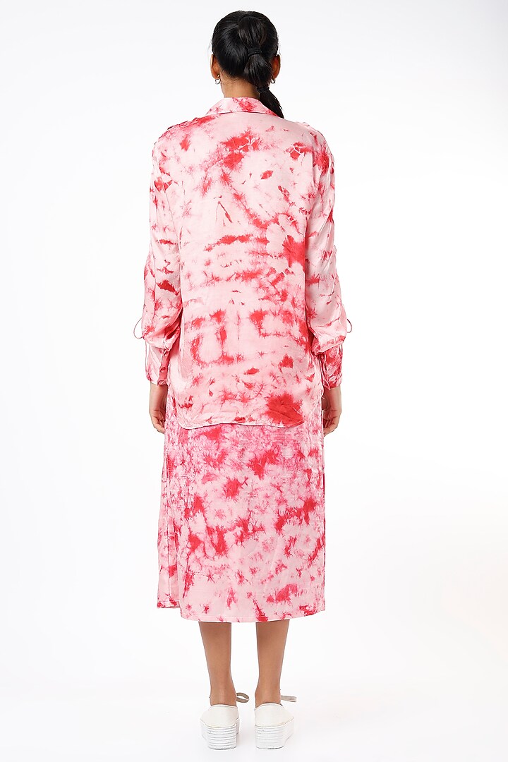 Pink & Red Hand Dye Skirt Set by LstSoles at Pernia's Pop Up Shop