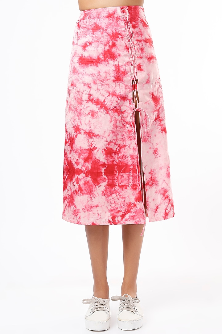 Pink & Red Hand Dye Skirt Set by LstSoles at Pernia's Pop Up Shop