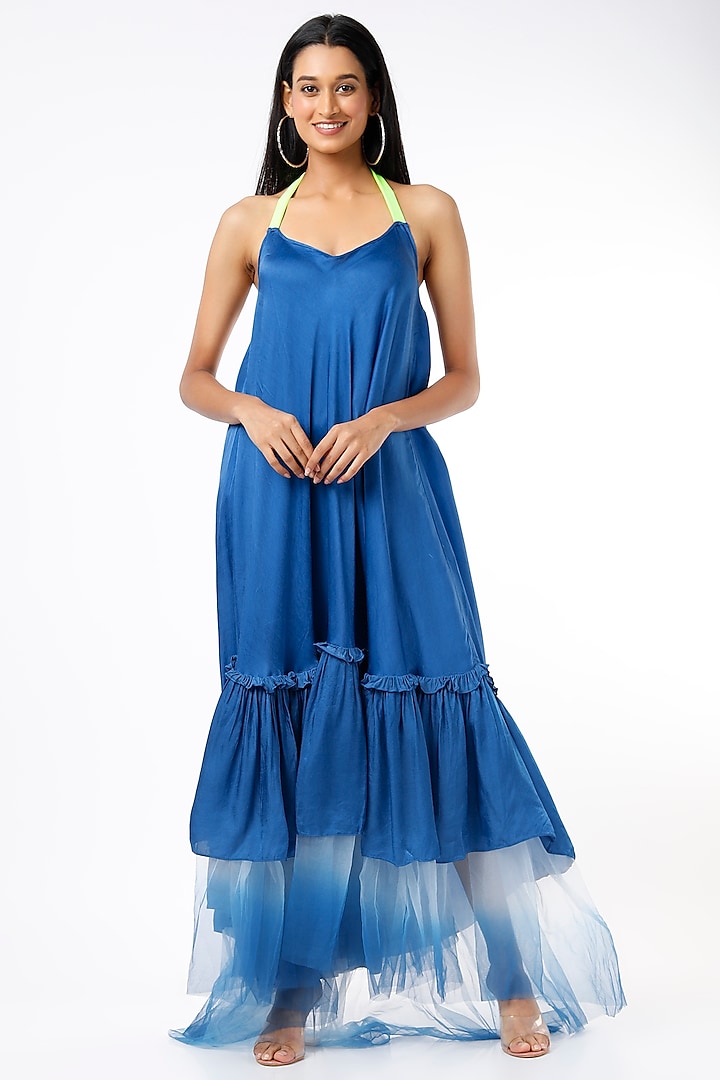 Cobalt Blue Hand Dye Maxi Dress by LstSoles