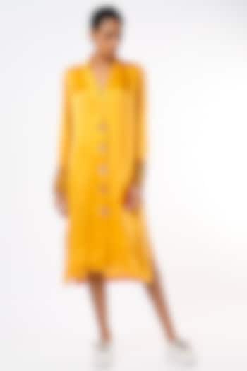 Mustard Cotton Silk Blazer Dress by LstSoles