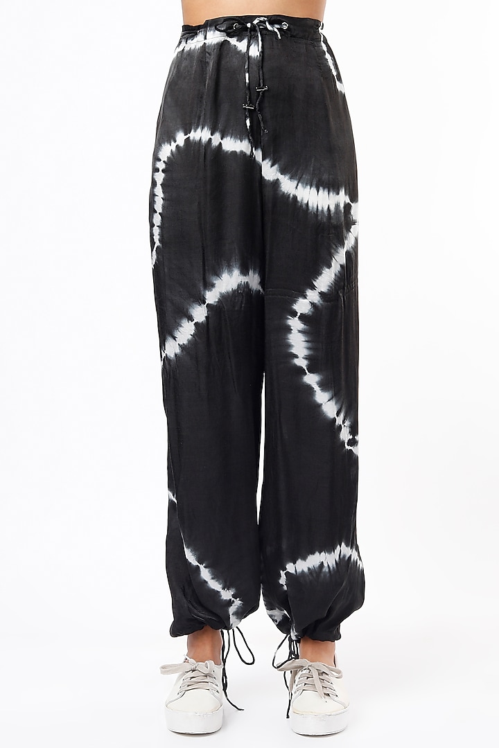 Black Cotton Silk Jogger Pant Set by LstSoles at Pernia's Pop Up Shop