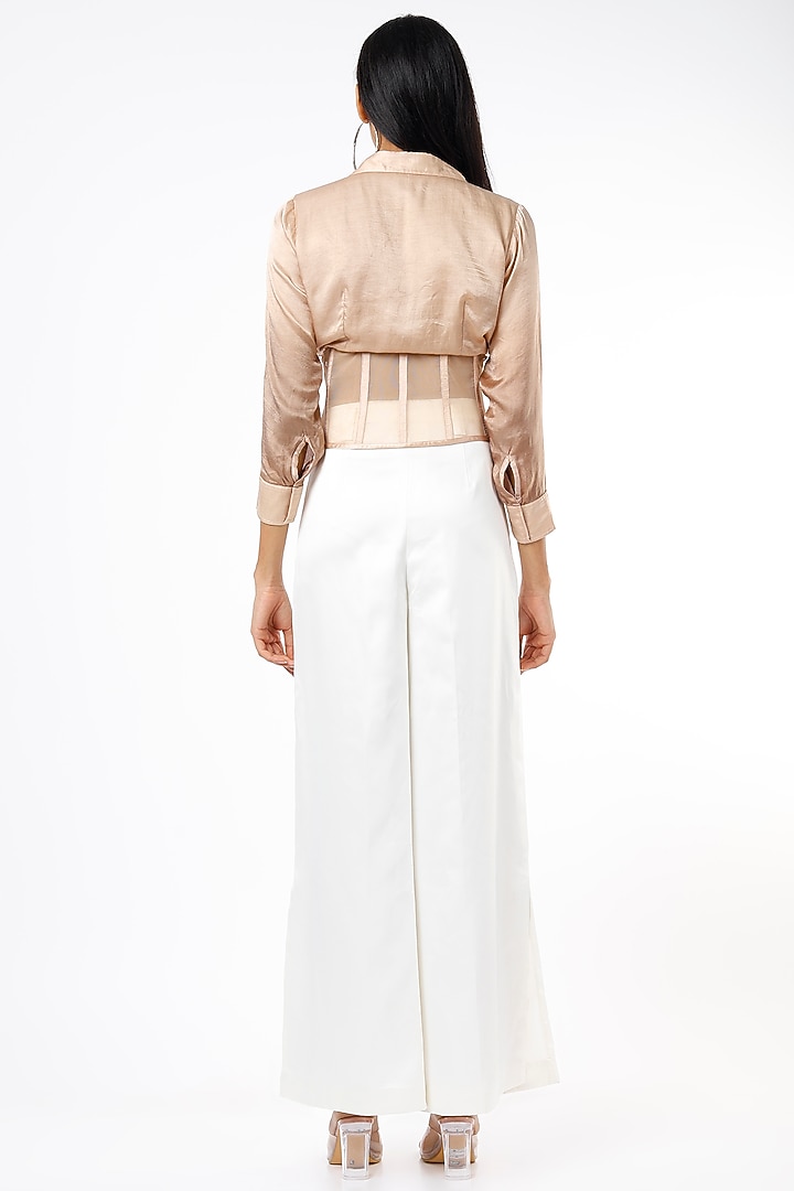 Nude Cotton Silk Corset Shirt by LstSoles at Pernia's Pop Up Shop