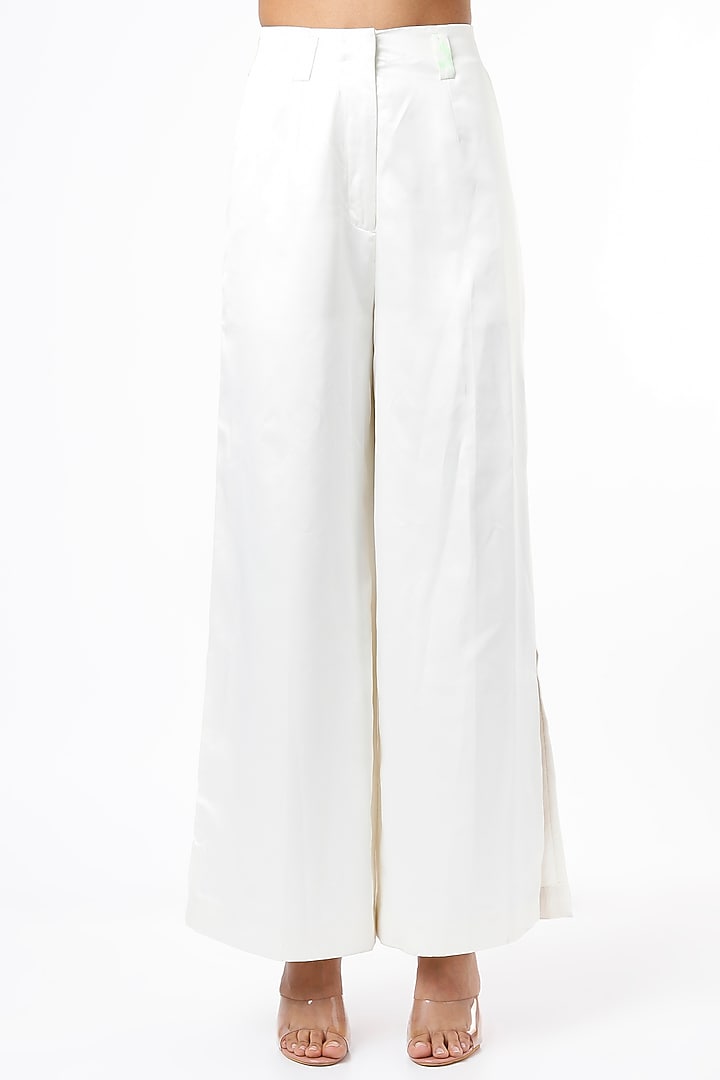 Ivory Satin Hand Painted Blazer Set by LstSoles at Pernia's Pop Up Shop