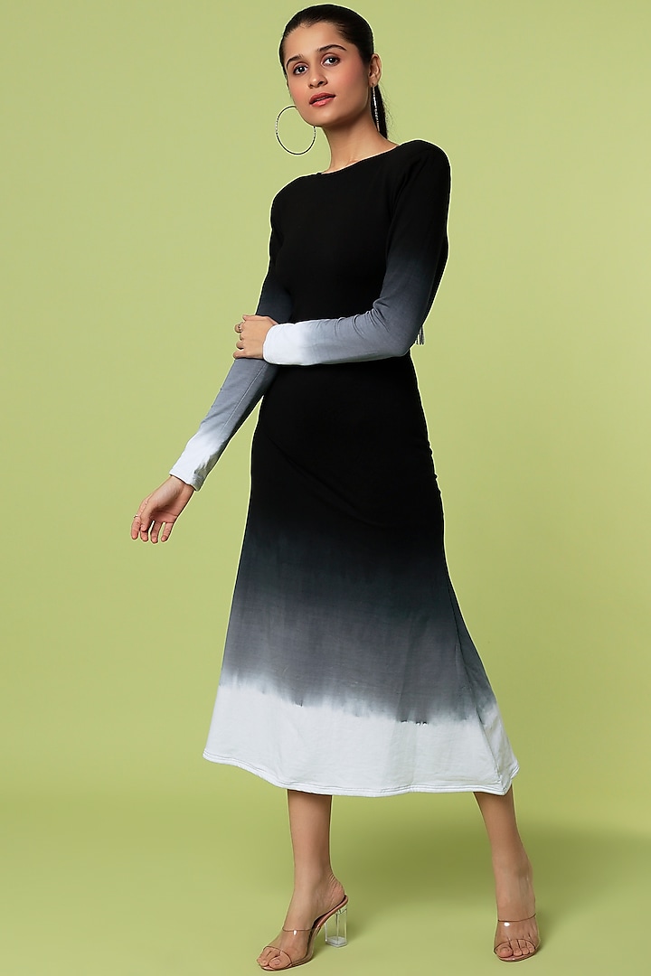 Black & Grey Ombre Embroidered Dress by LstSoles at Pernia's Pop Up Shop