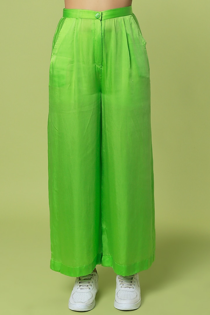 Green Satin Pant Set by LstSoles at Pernia's Pop Up Shop
