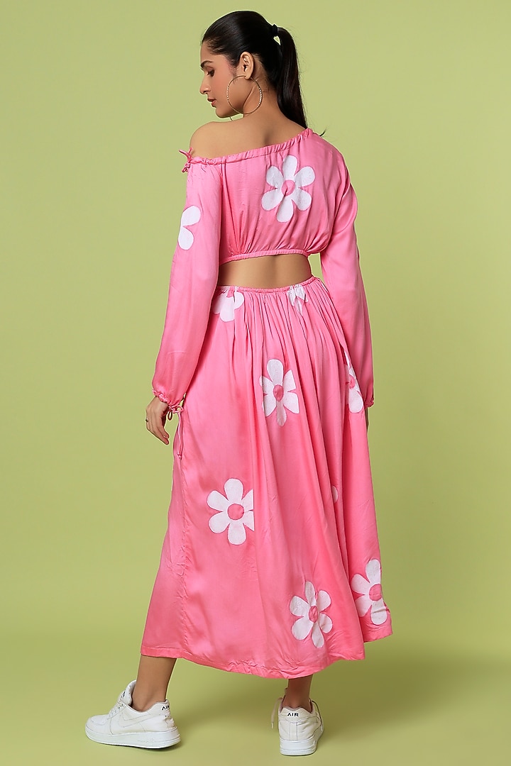 Pink Printed Midi Summer Dress by LstSoles at Pernia's Pop Up Shop