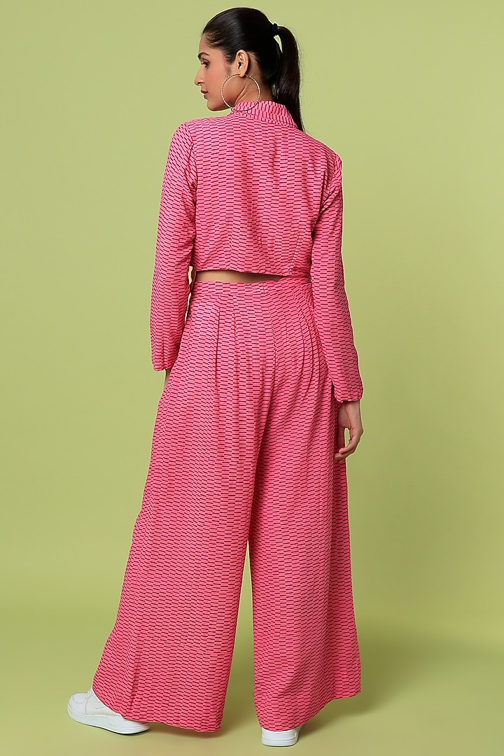 Pink Block Printed Pant Set by LstSoles at Pernia's Pop Up Shop