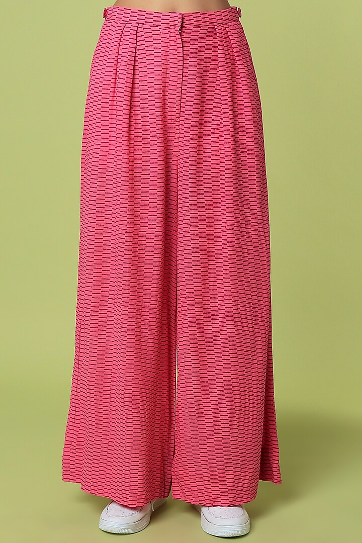 Pink Block Printed Pant Set by LstSoles at Pernia's Pop Up Shop