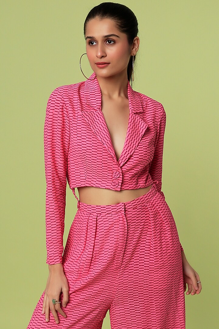 Pink Block Printed Pant Set by LstSoles at Pernia's Pop Up Shop