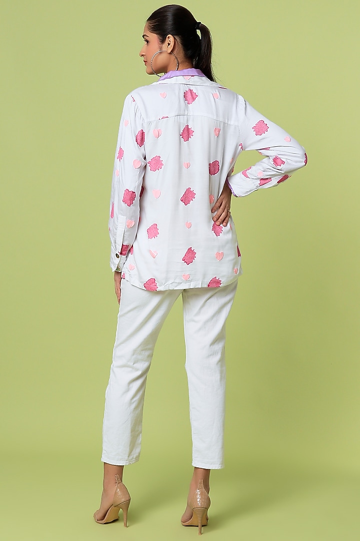 White Block Printed Shirt by LstSoles at Pernia's Pop Up Shop