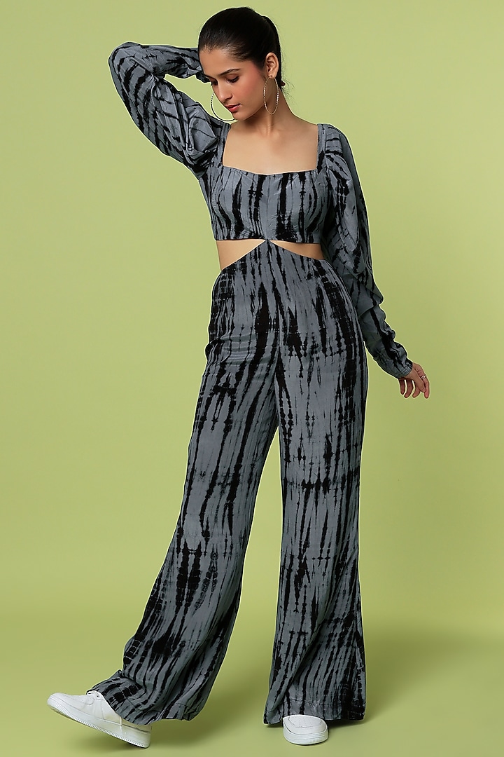 Black & Grey Printed Jumpsuit by LstSoles