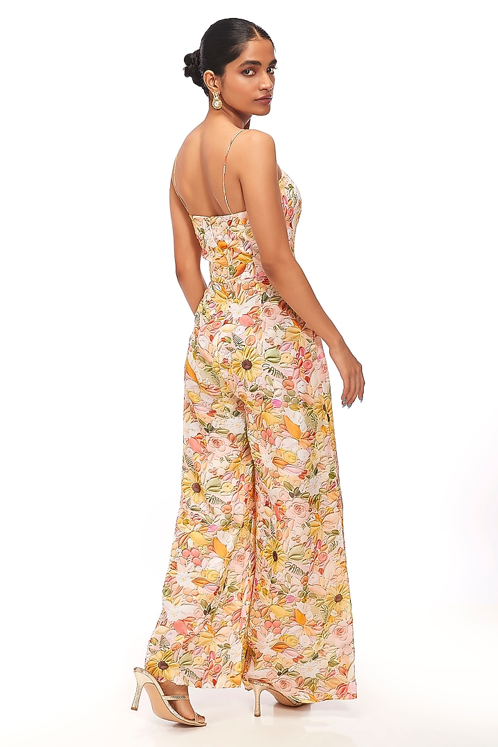 Multi-Colored Organza Floral Printed Jumpsuit With Jacket by Label Sayaanika at Pernia's Pop Up Shop
