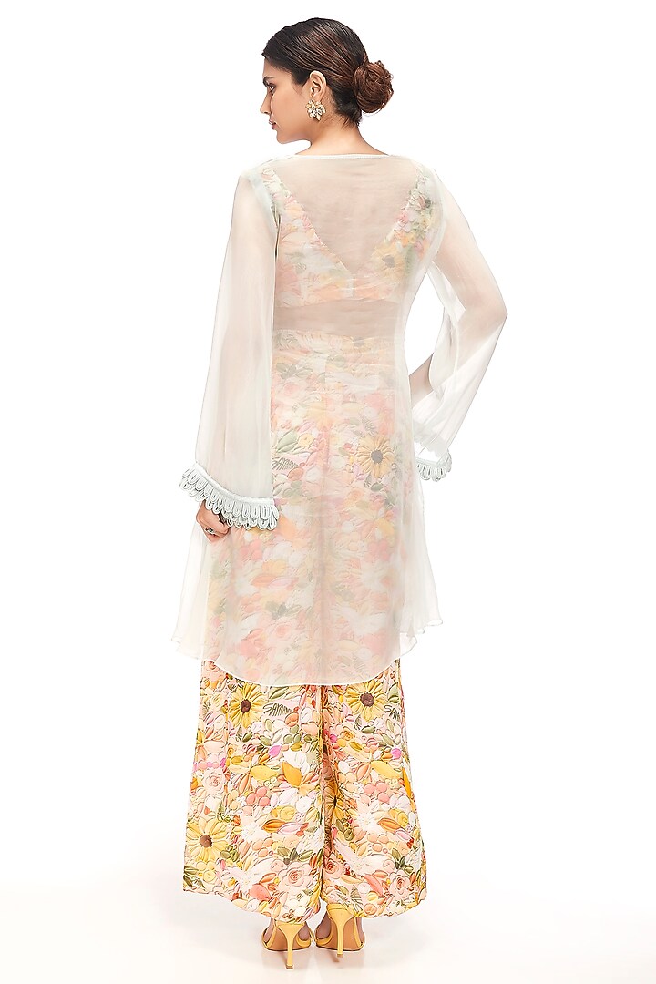 Blue Organza Embellished Kurta Set by Label Sayaanika at Pernia's Pop Up Shop