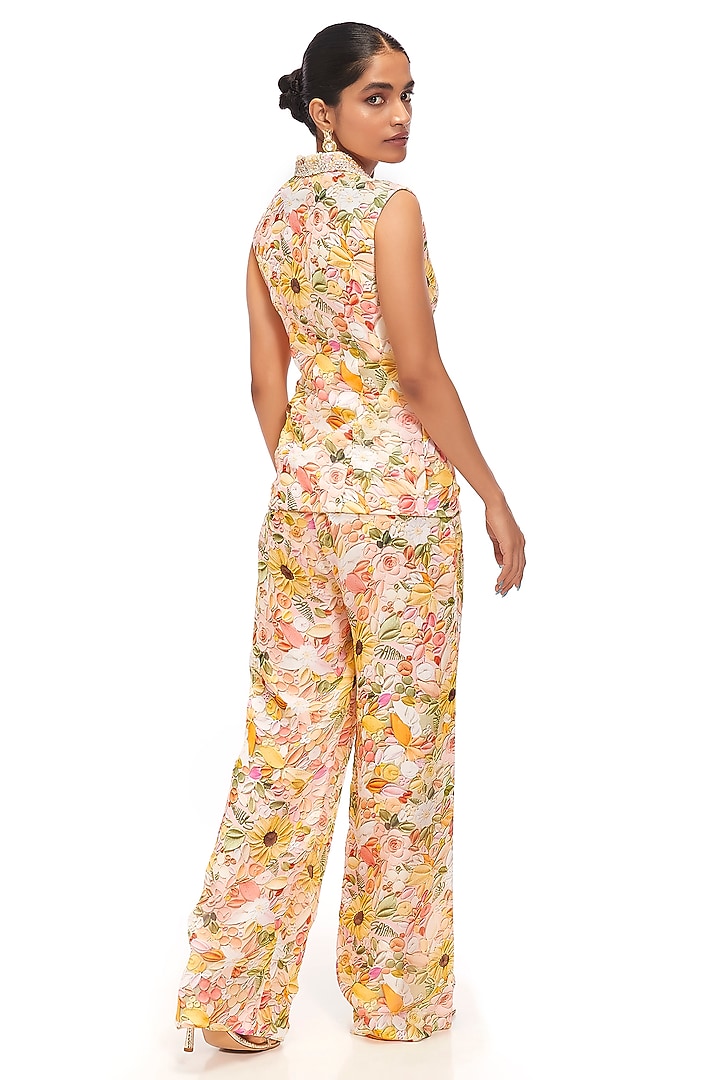 Multi-Colored Organza Floral Printed Pant Set by Label Sayaanika at Pernia's Pop Up Shop