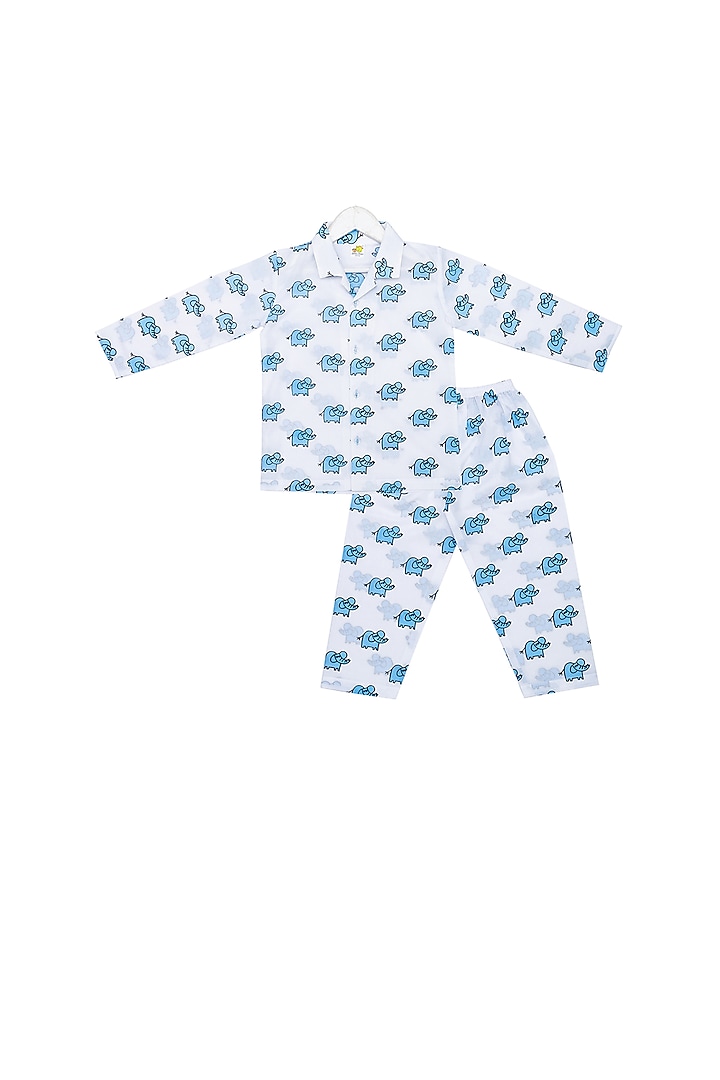 White Elephant Printed Night Suit For Boys by Little Stars