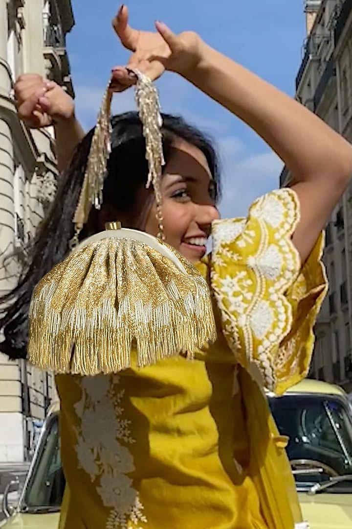Gold & Silver Embroidered Pouch by Lovetobag at Pernia's Pop Up Shop