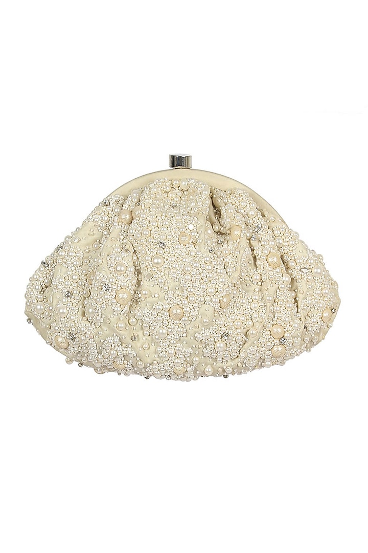 Ivory Hand Embroidered Pouch by Lovetobag at Pernia's Pop Up Shop