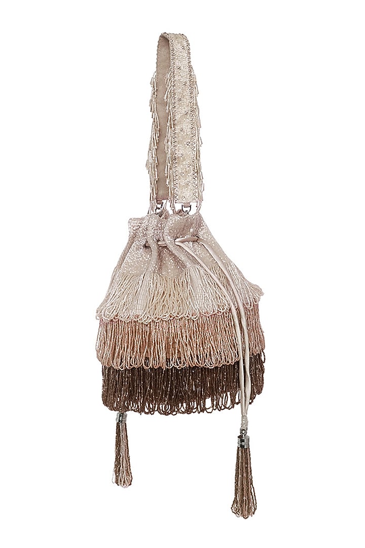 Multi-Colored Satin Glass Bead Hand Embroidered Potli Bag by Lovetobag at Pernia's Pop Up Shop