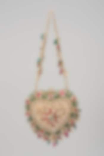 Gold Satin & Suedette Sling Bag by Lovetobag at Pernia's Pop Up Shop